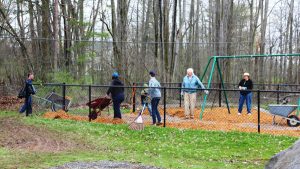 Photograph of the A-Team working on the church playground